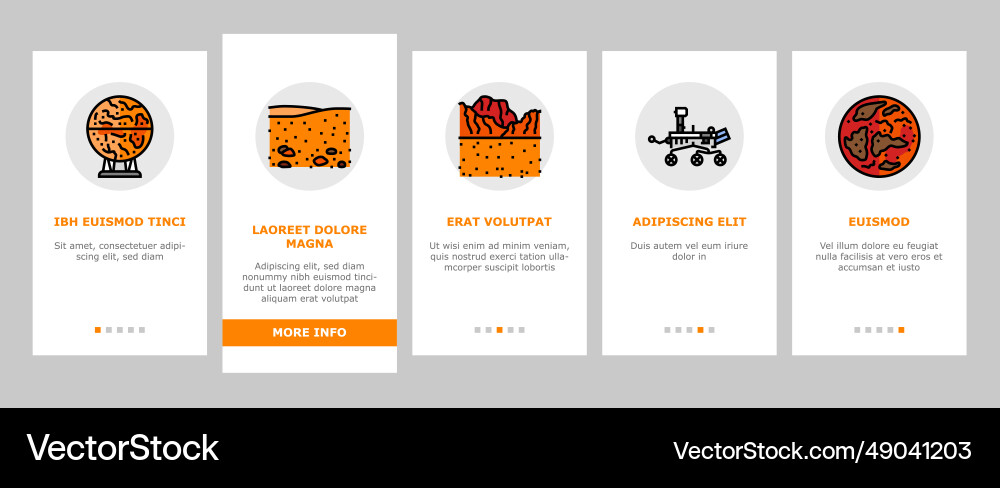 Mars planet space astronomy onboarding icons set Mars planet space astronomy onboarding icons set vector image