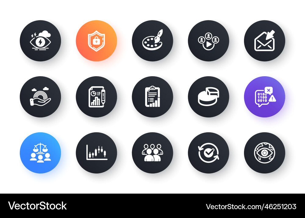 Minimal set of report document pie chart Minimal set of report document pie chart vector image