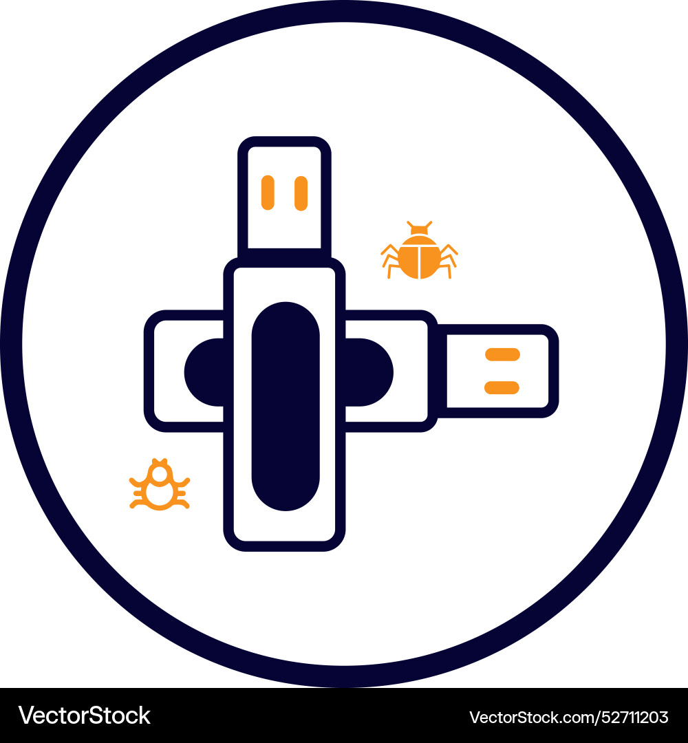 Pendrive bug virus usb flash computer drive Vector Image