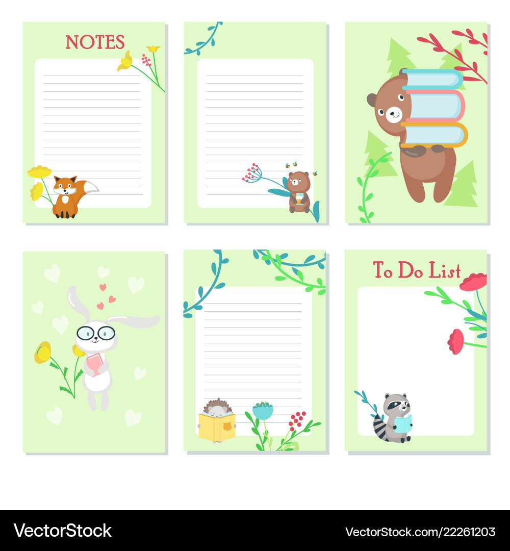 Planner template with cute wild animals Planner template with cute wild animals vector image