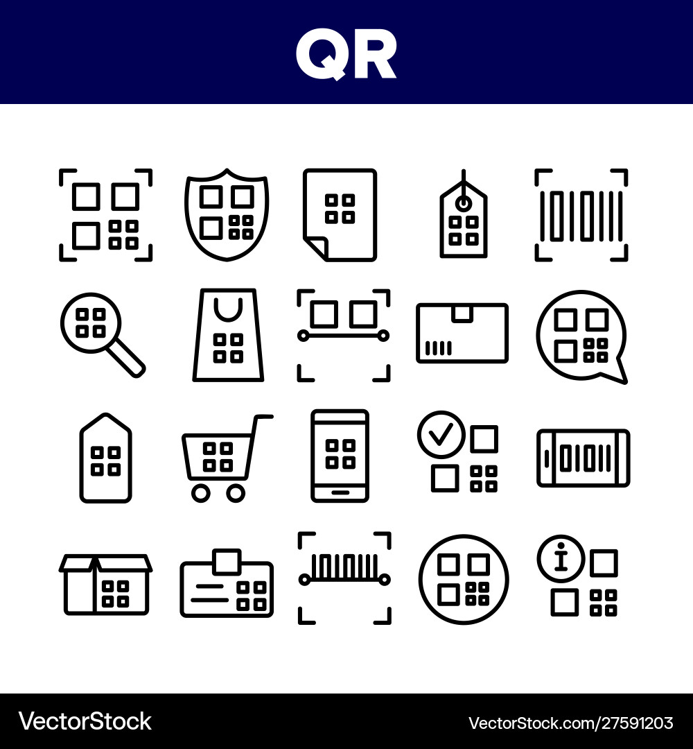 Qr code scan collection elements icons set Qr code scan collection elements icons set vector image