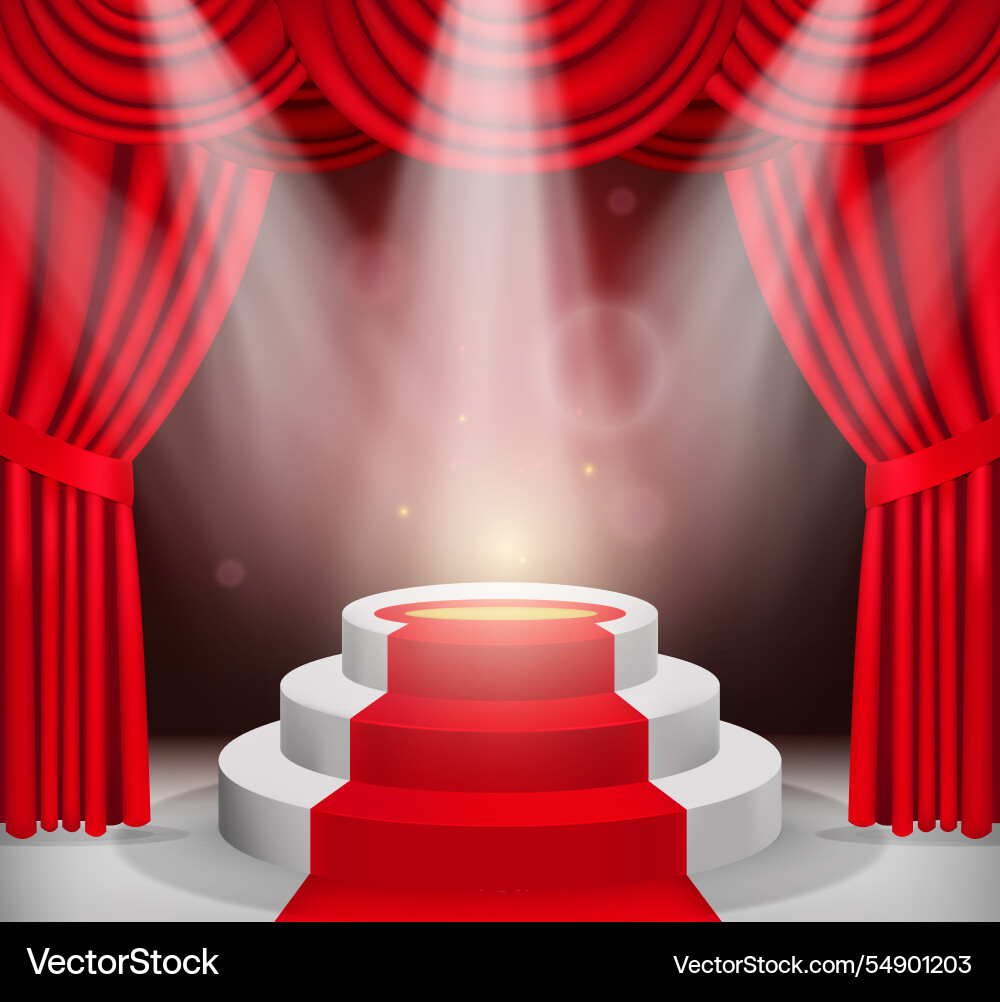 Red carpet composition in realistic style Vector Image