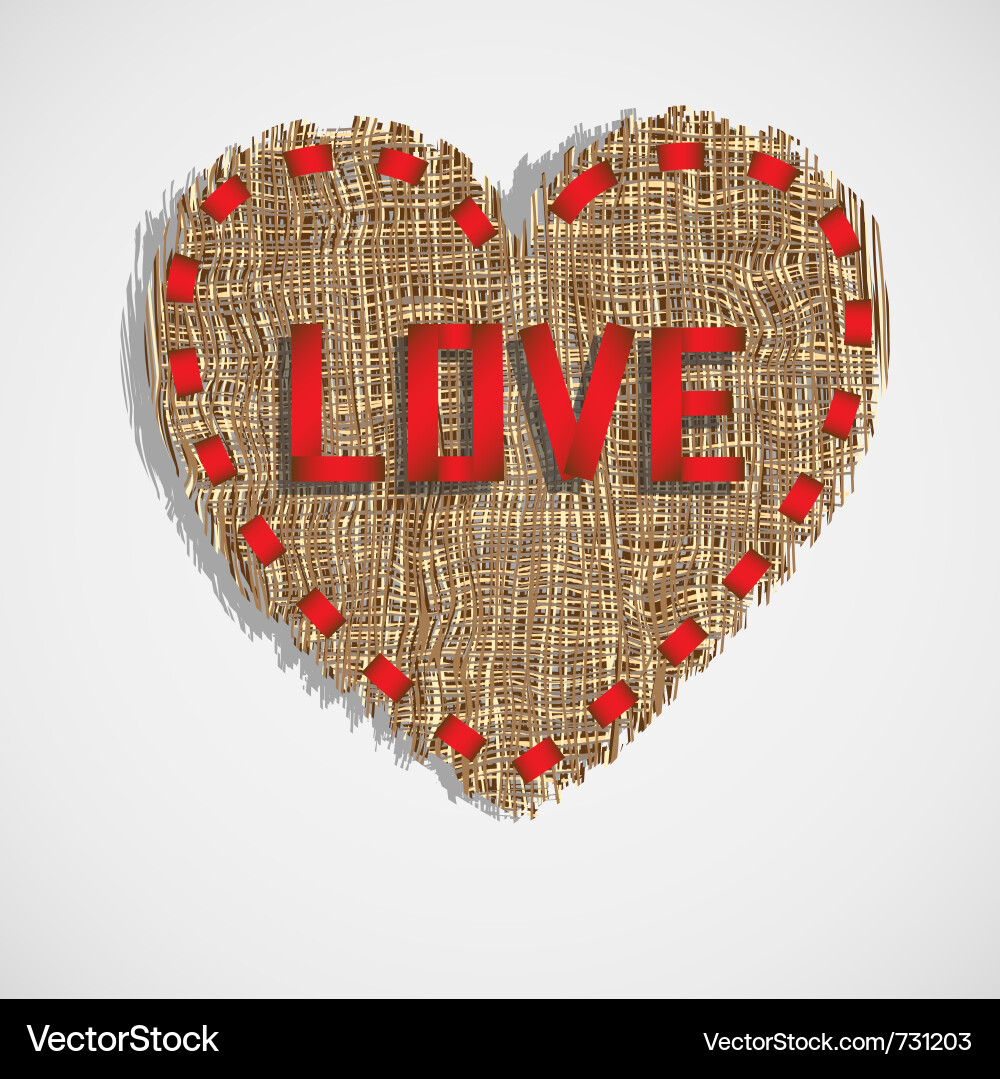 Rustic Heart with Ribbon Vector Image