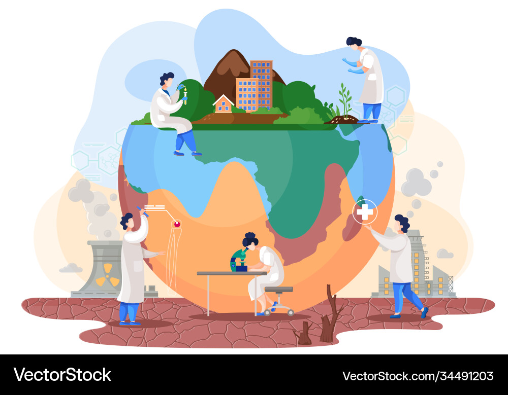 Scientists Studying Pollution vector image