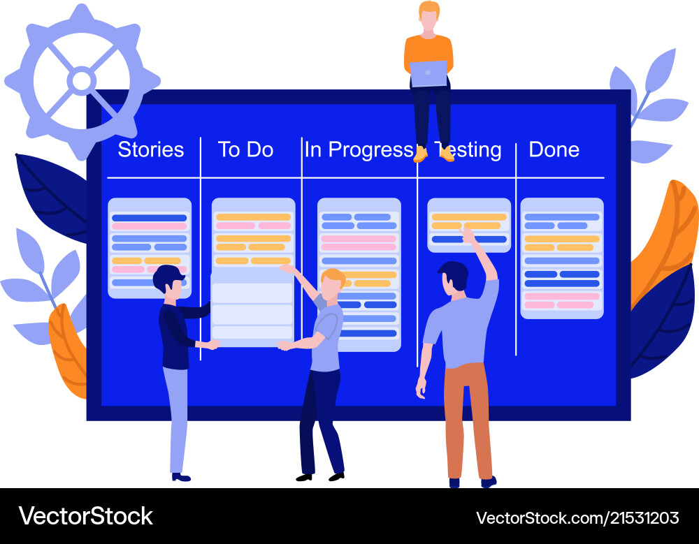 Scrum Agile Board with Team vector image