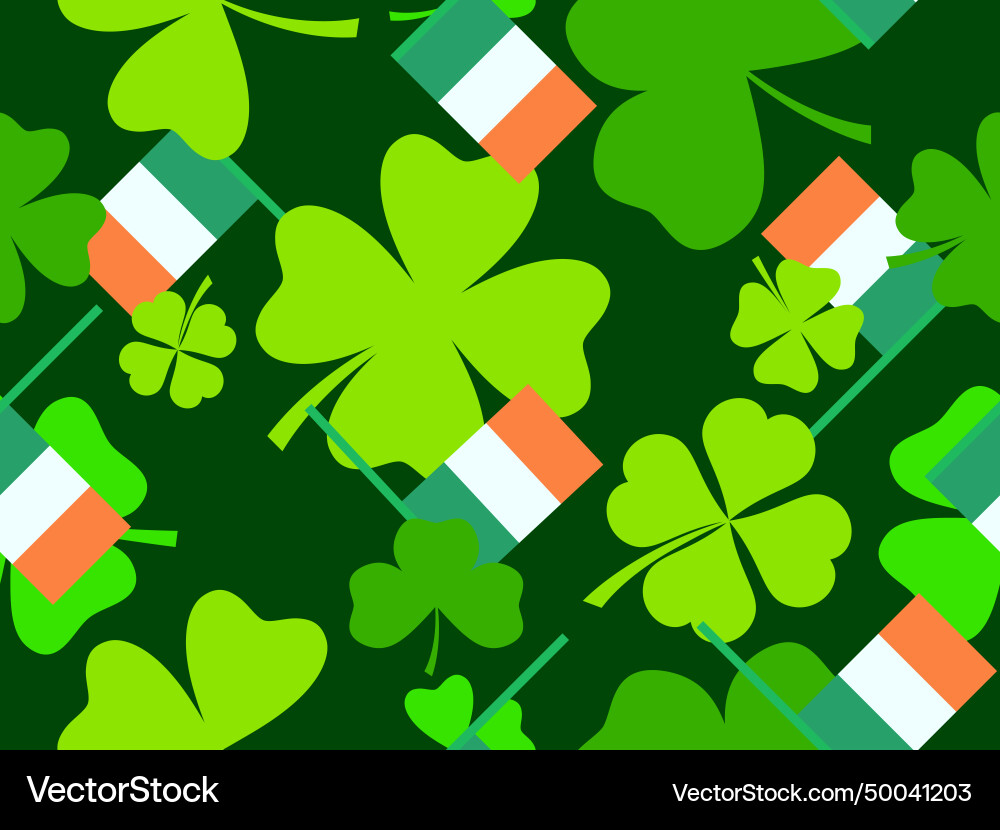 Seamless pattern with irish flag and clover Seamless pattern with irish flag and clover vector image