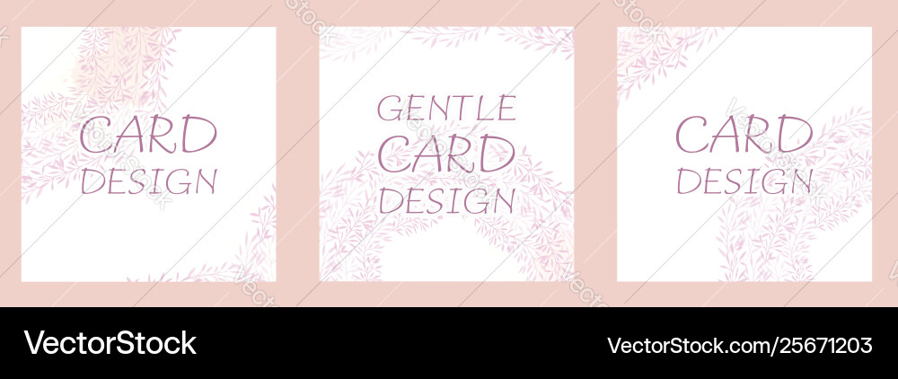 Set square cards with a delicate pattern Vector Image