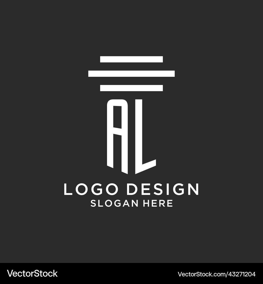 Al initials with simple pillar logo design Vector Image