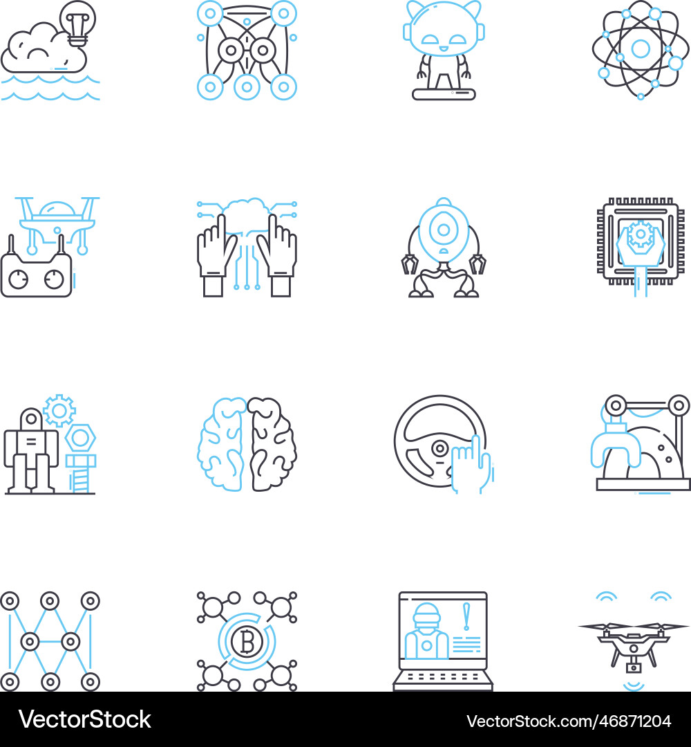 Artificial intelligence linear icons set Artificial intelligence linear icons set vector image