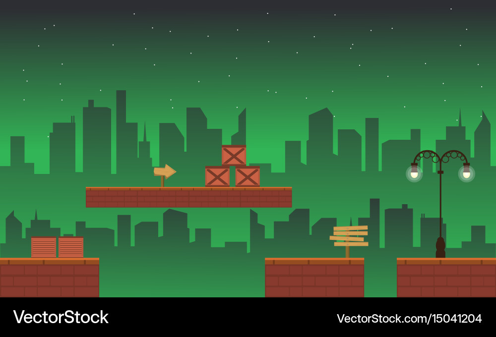 Collection style building game background vector image