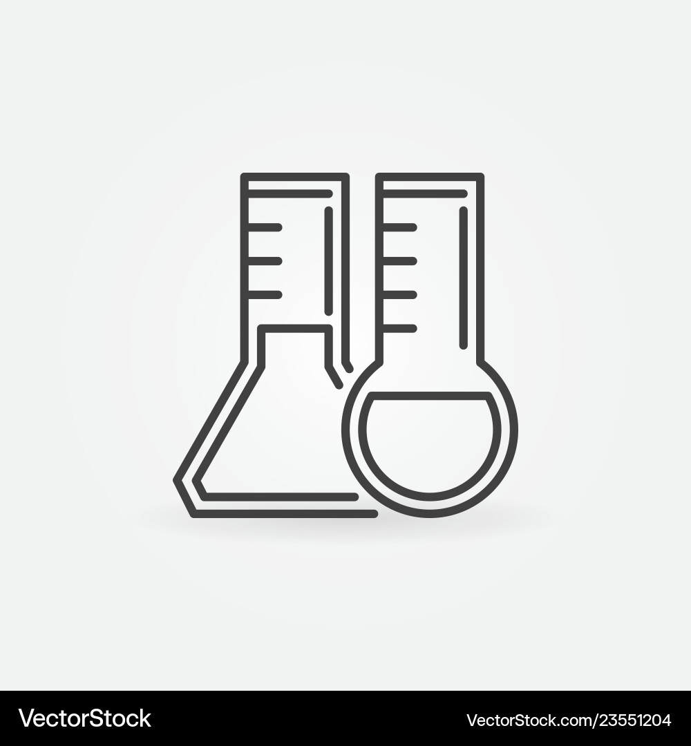 Conical and round-bottom flask linear icon Conical and round-bottom flask linear icon vector image