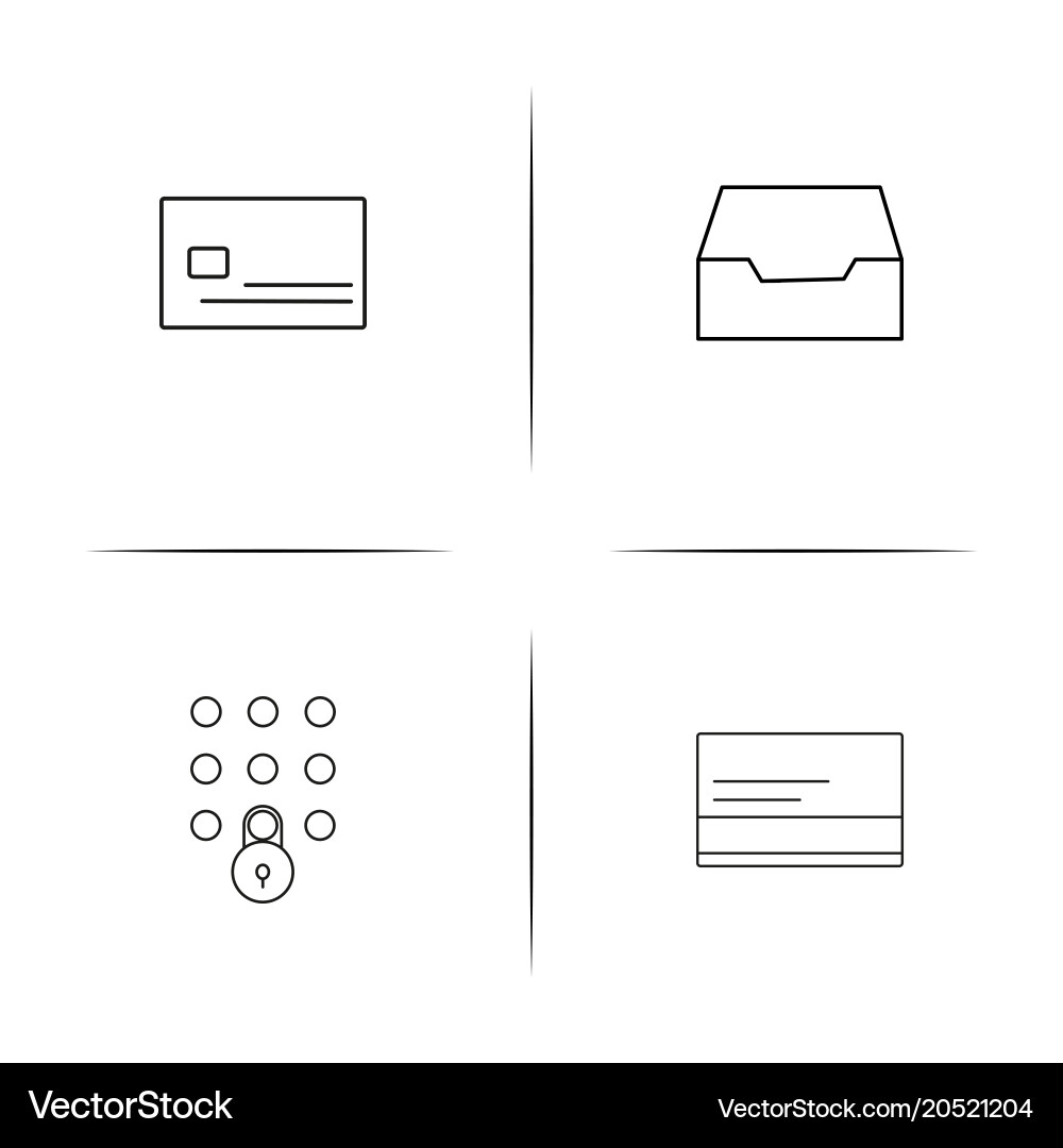 Cyber security simple linear icons set outlined vector image