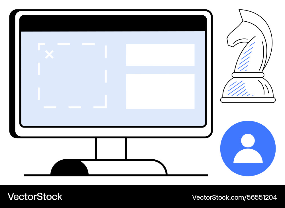 Digital strategy framework with chess knight user Digital strategy framework with chess knight user vector image
