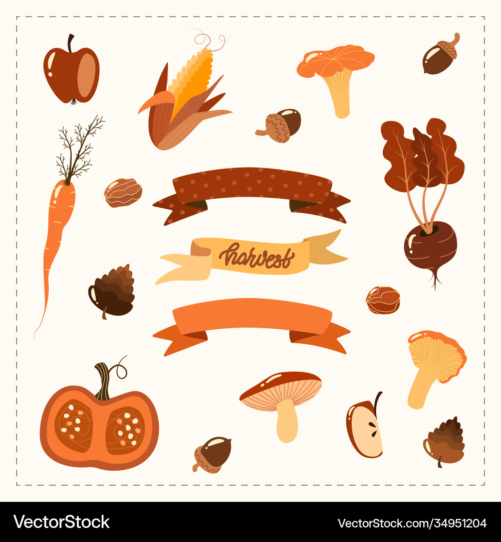 Herbst Set Hand gezeichnete Elemente Gemüse Herbst Set Hand gezeichnete Elemente Gemüse vektorbild