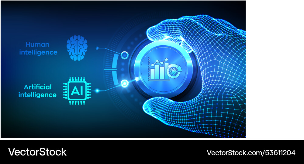 Human mind vs artificial intelligence digital Vector Image