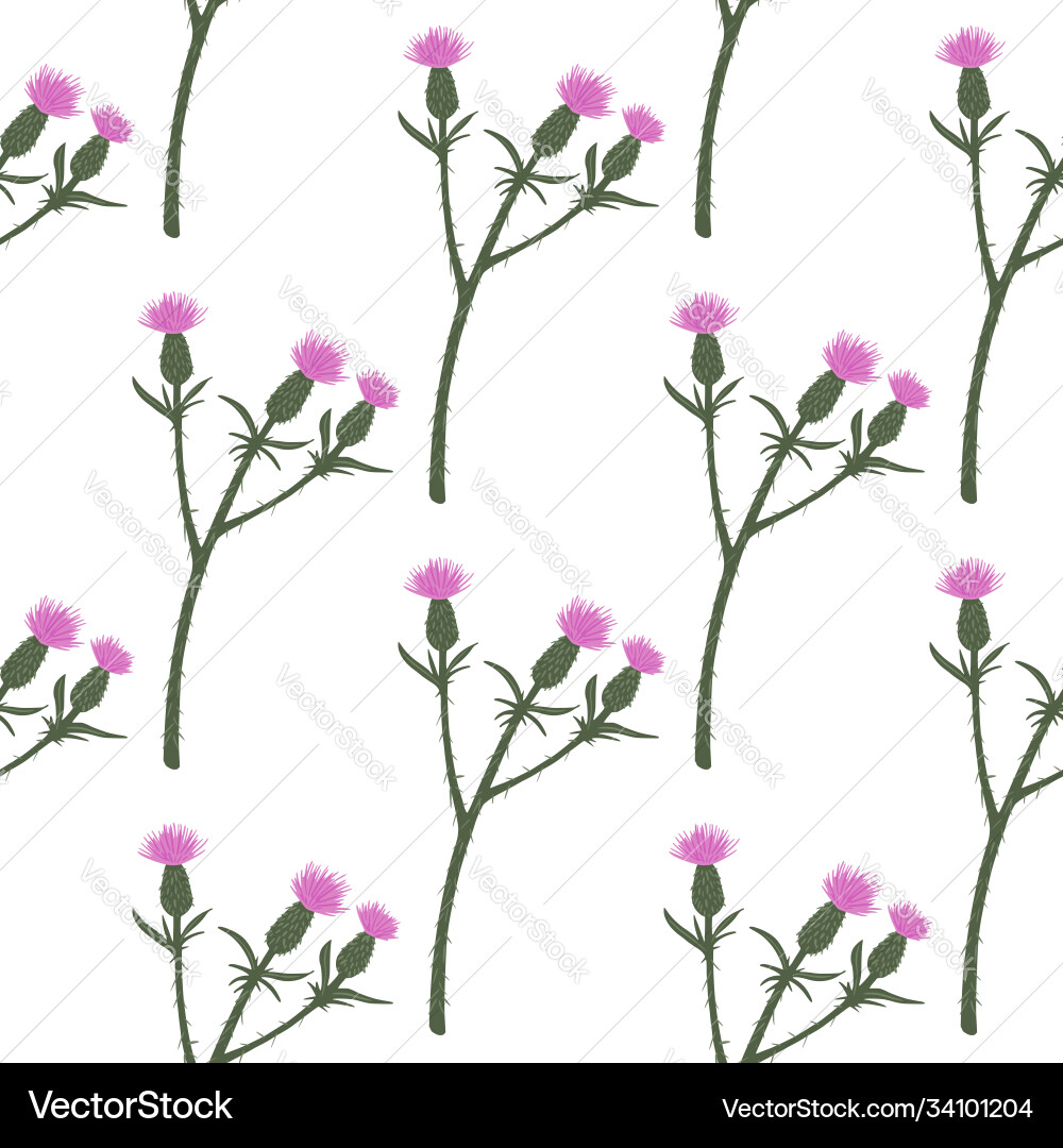 Isolated seamless pattern with burdock branches Isolated seamless pattern with burdock branches Vector Image