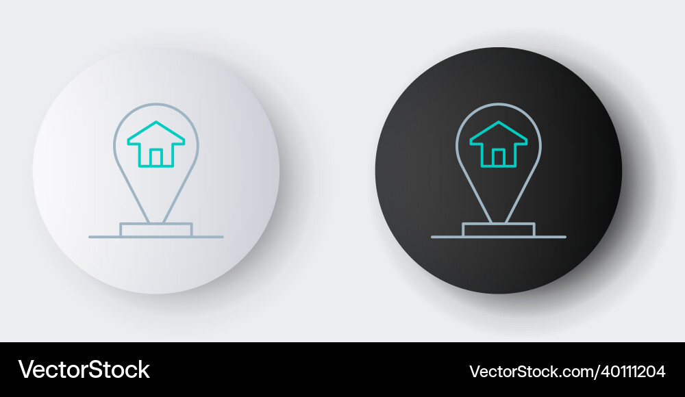 Line map pointer with house icon isolated on grey Line map pointer with house icon isolated on grey Vector Image