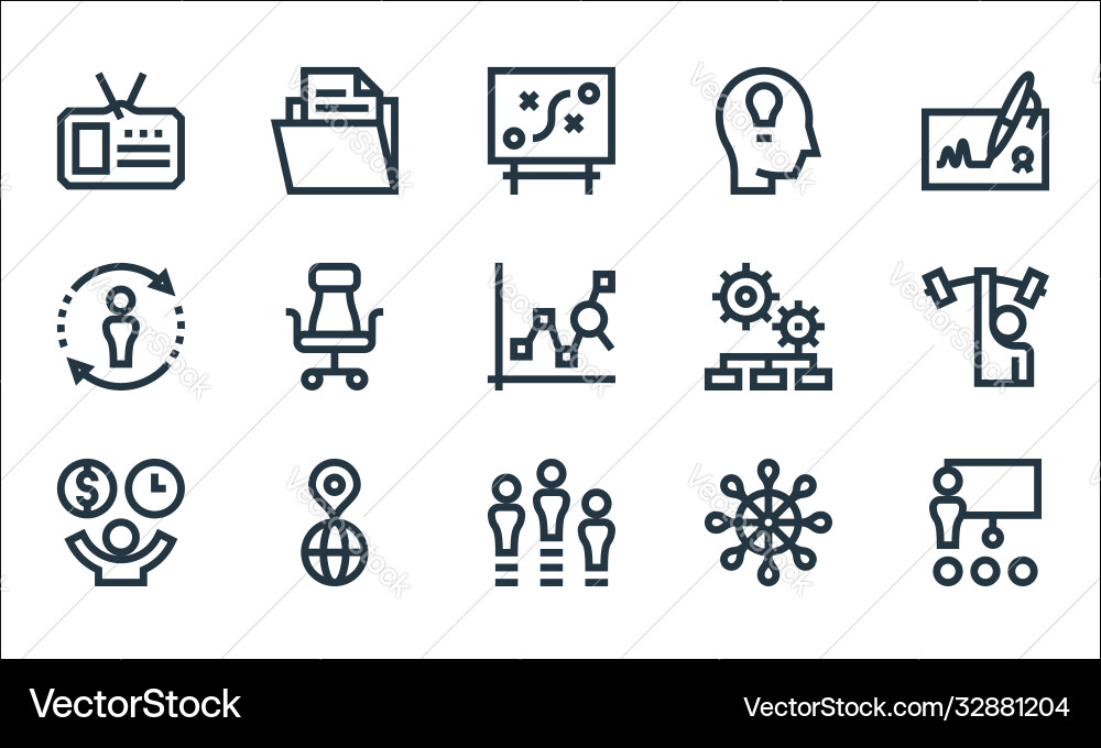 Management line icons linear set quality Vector Image