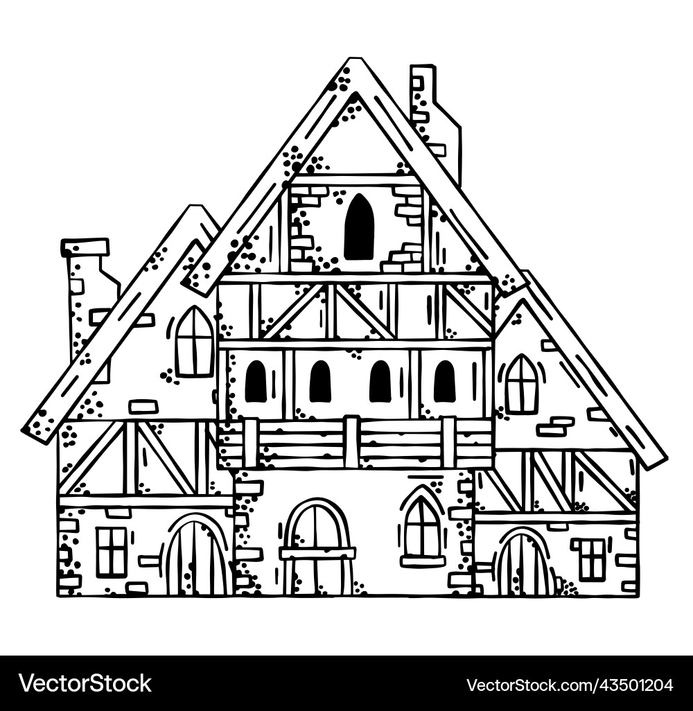 Medieval house village building old Medieval house village building old vector image