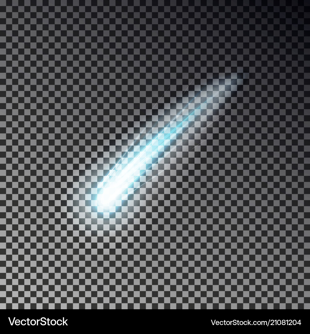 Meteor or comet transparent light e vector image