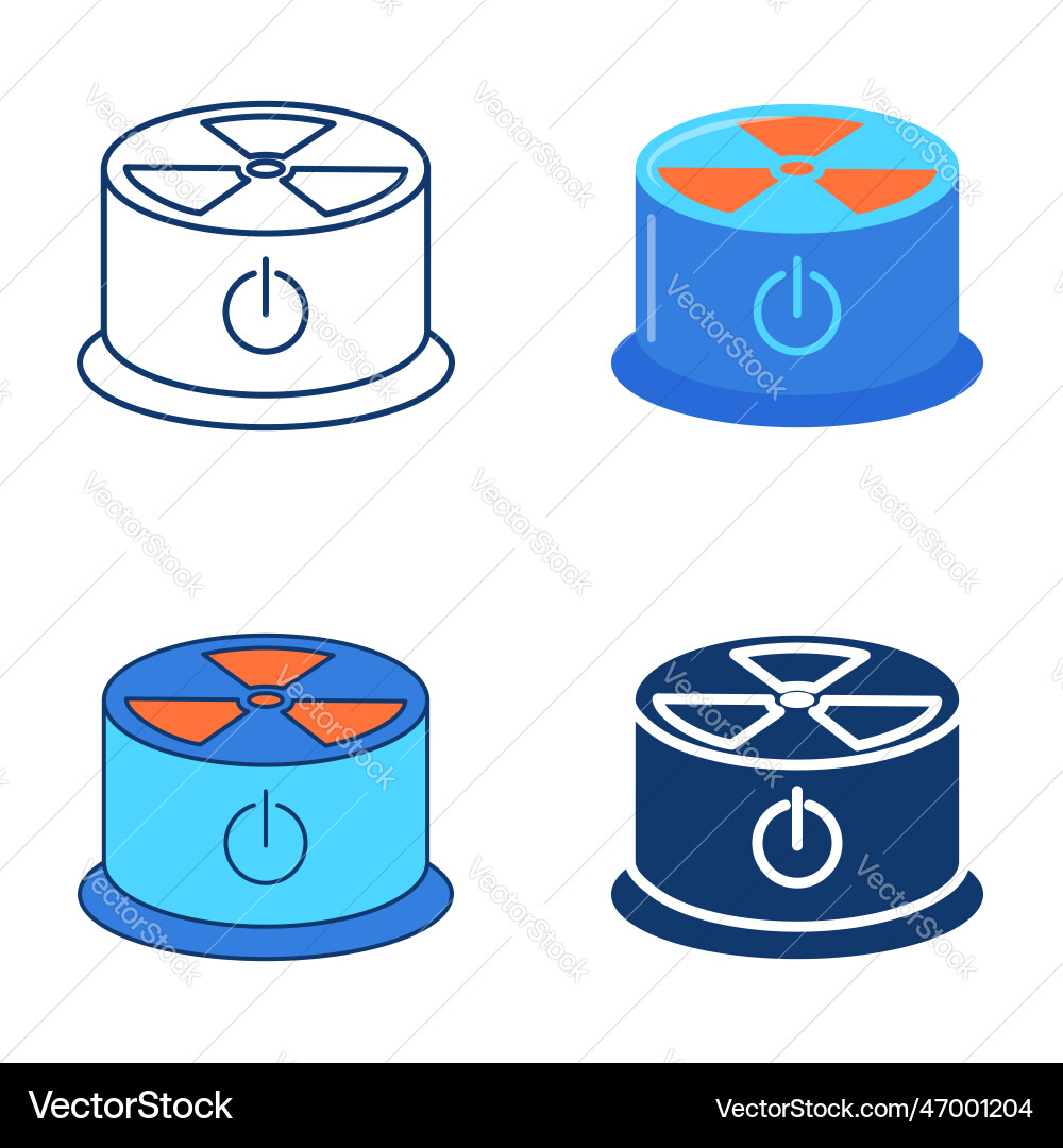 Nuclear button icon set in flat and line style Nuclear button icon set in flat and line style vector image