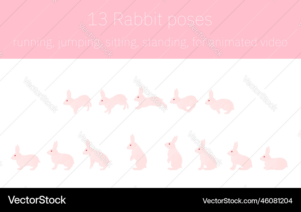 Rabbit movements for animation running Rabbit movements for animation running Vector Image