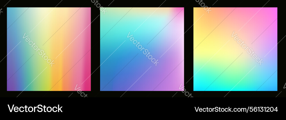 Rainbow hologram set with ombre gradient pattern Rainbow hologram set with ombre gradient pattern vector image