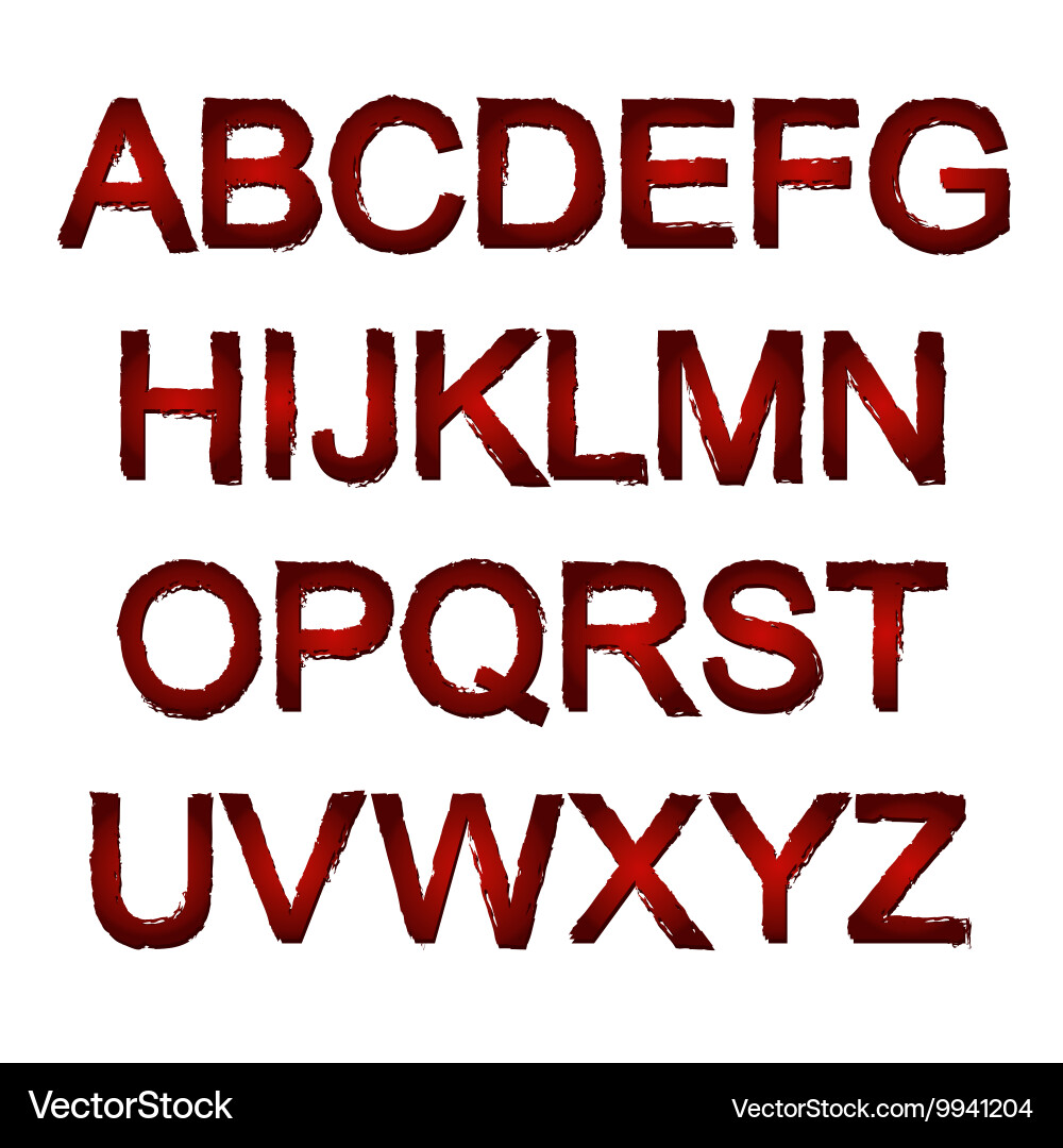 Red Alphabet Typography Set vector image