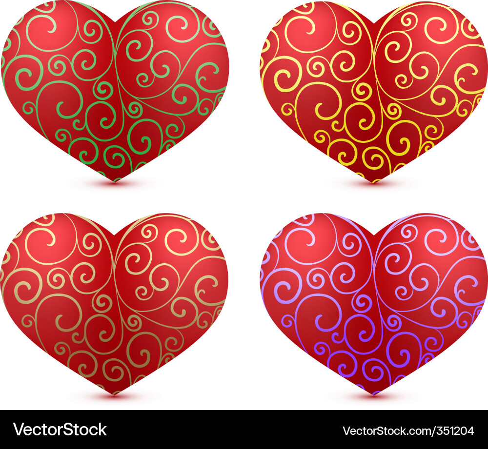 Red Heart Swirl Pattern vector image
