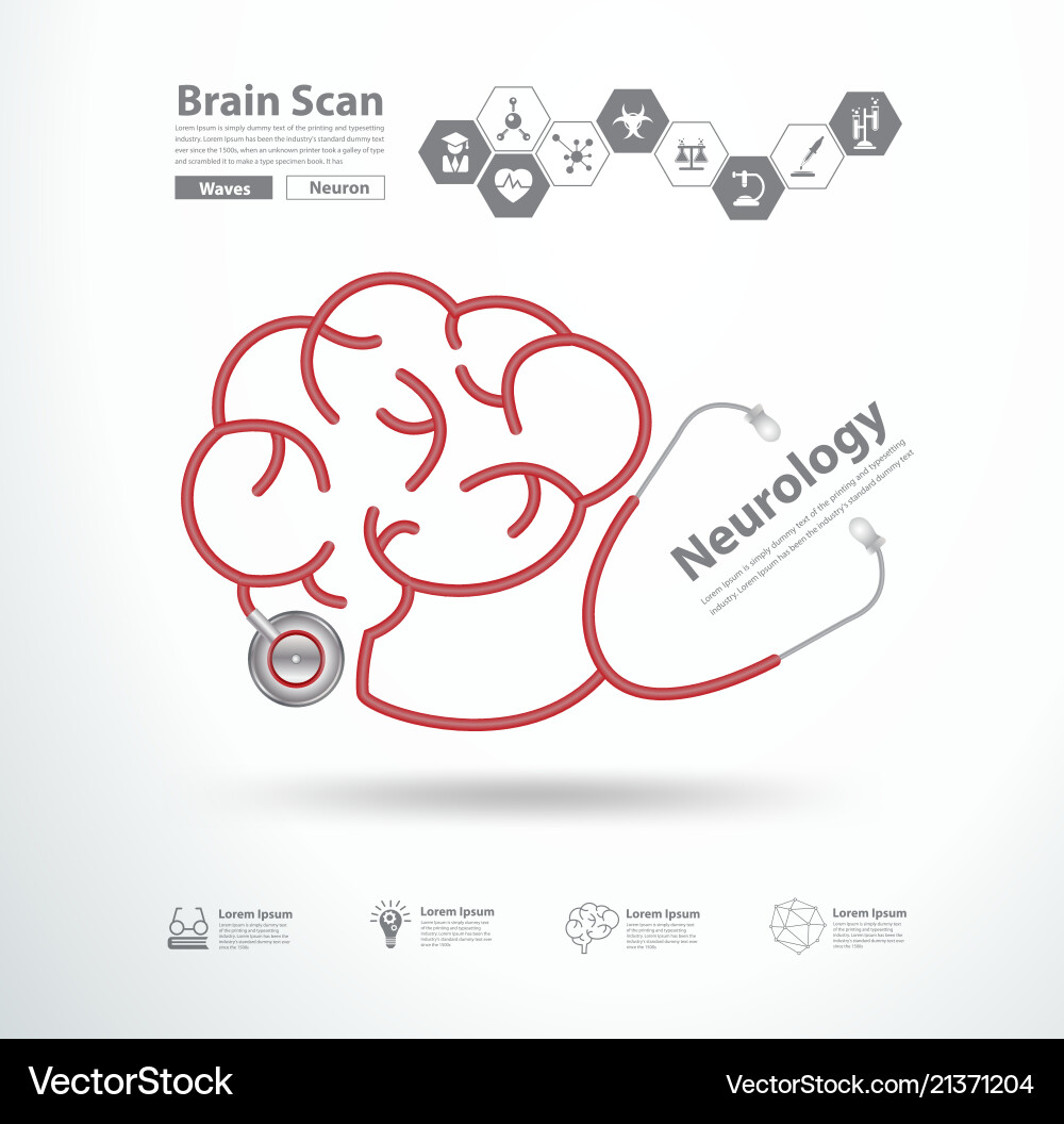 Red stethoscope in shape of brain scan Red stethoscope in shape of brain scan vector image