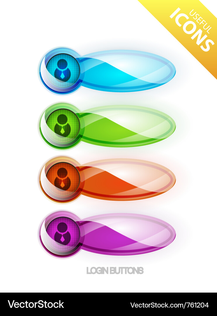 Round shape login buttons vector image