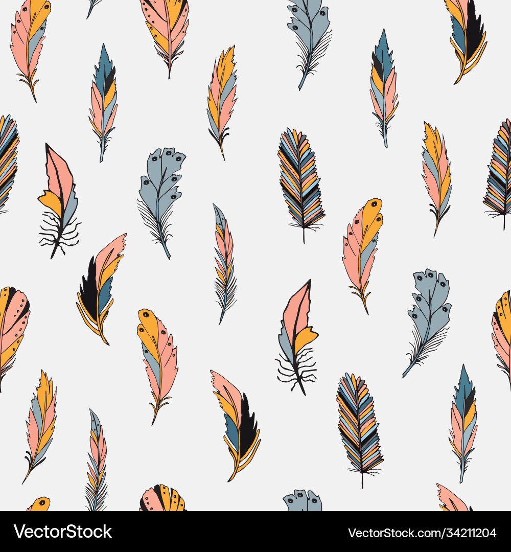 Seamless pattern with feather Seamless pattern with feather Vector Image