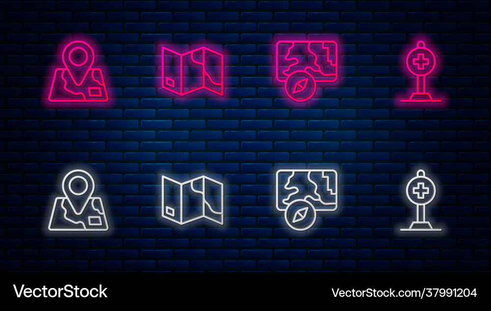 Set line folded map city navigation Set line folded map city navigation vector image