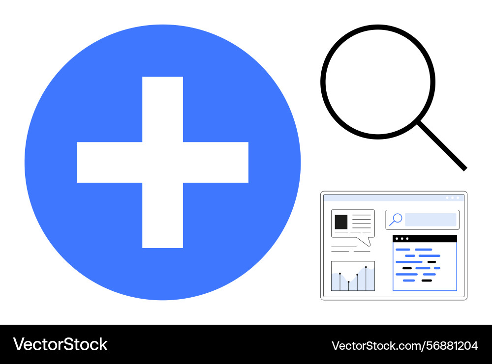Simplified user interface concept with magnifying Simplified user interface concept with magnifying Vector Image