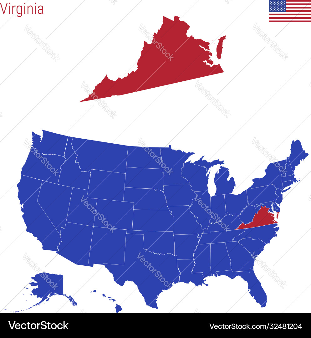 State virginia is highlighted in red map State virginia is highlighted in red map vector image