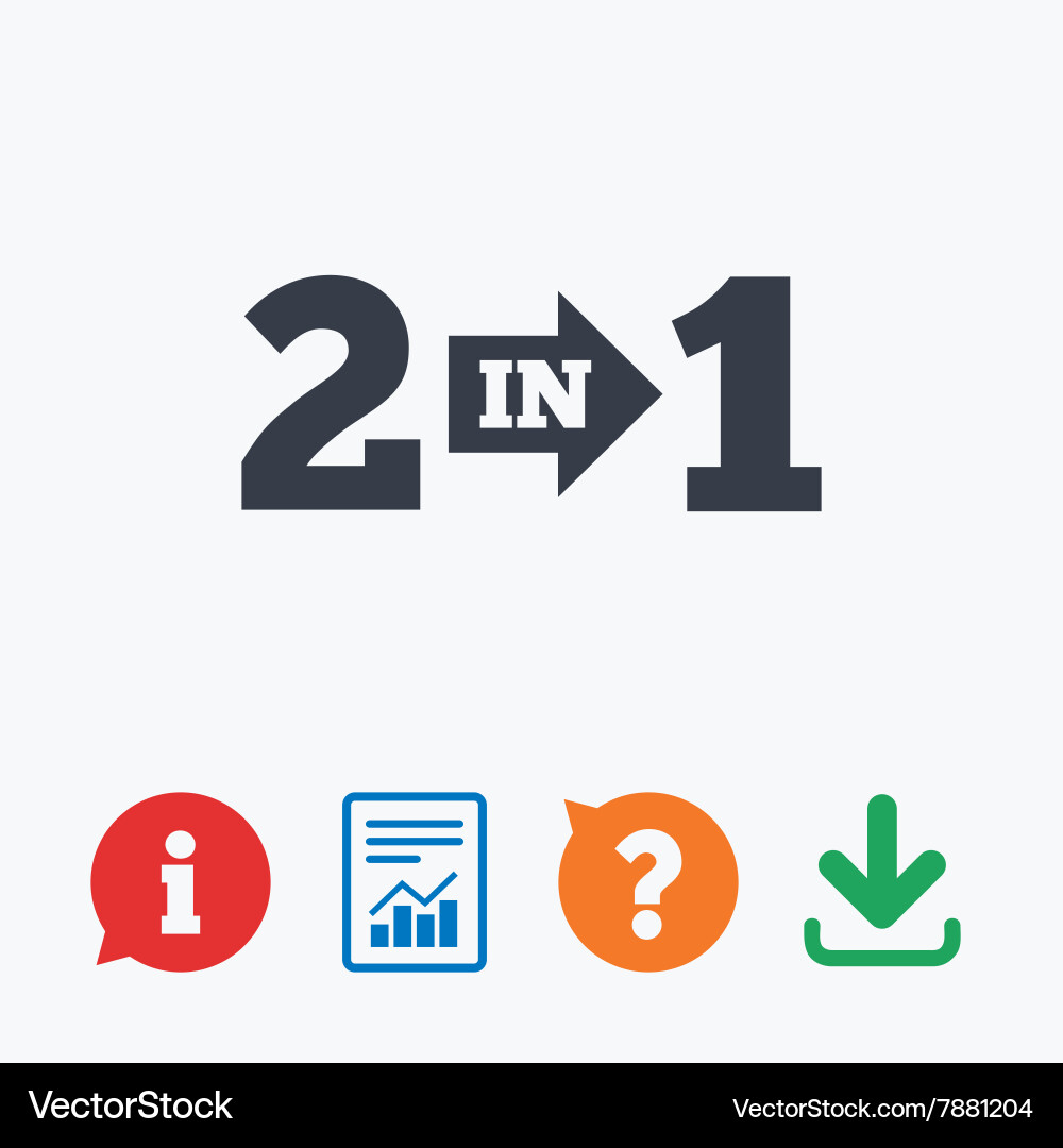 Two in one sign icon 2 1 symbol with arrow Vector Image