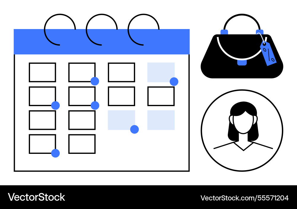 Womans calendar with key dates highlighted Womans calendar with key dates highlighted vector image