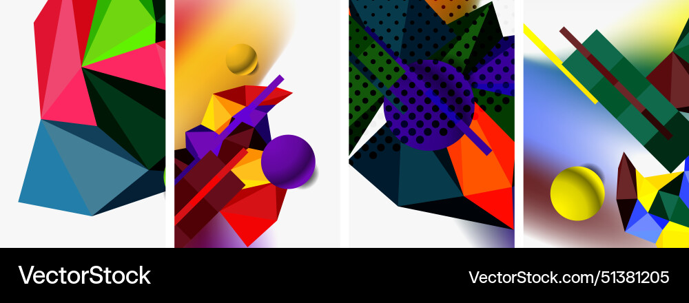3d sphere and low poly triangle design vector image