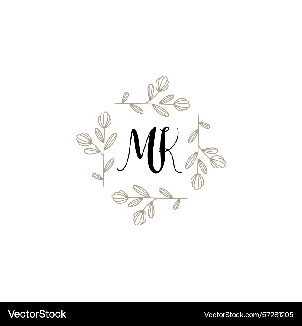 Botanical monogram logos with initial mk Vector Image