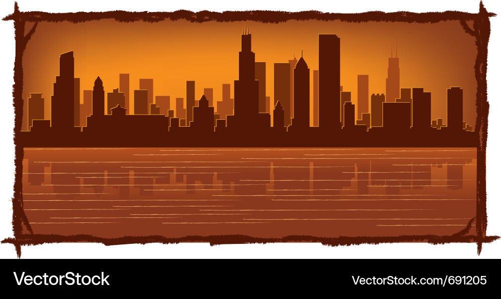 Chicago Skyline bei Sunset Vektorbild