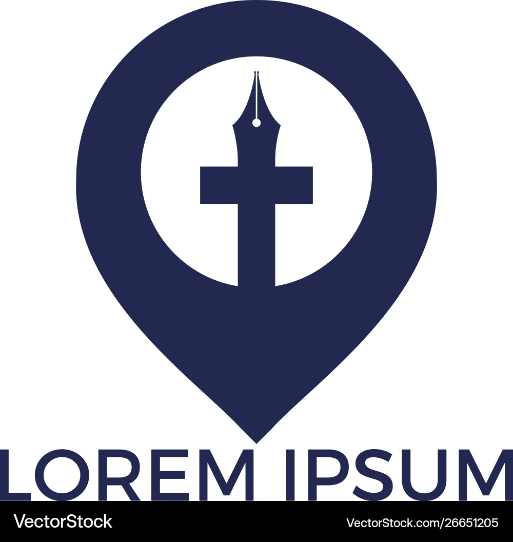 Church and map pointer logo design vector image