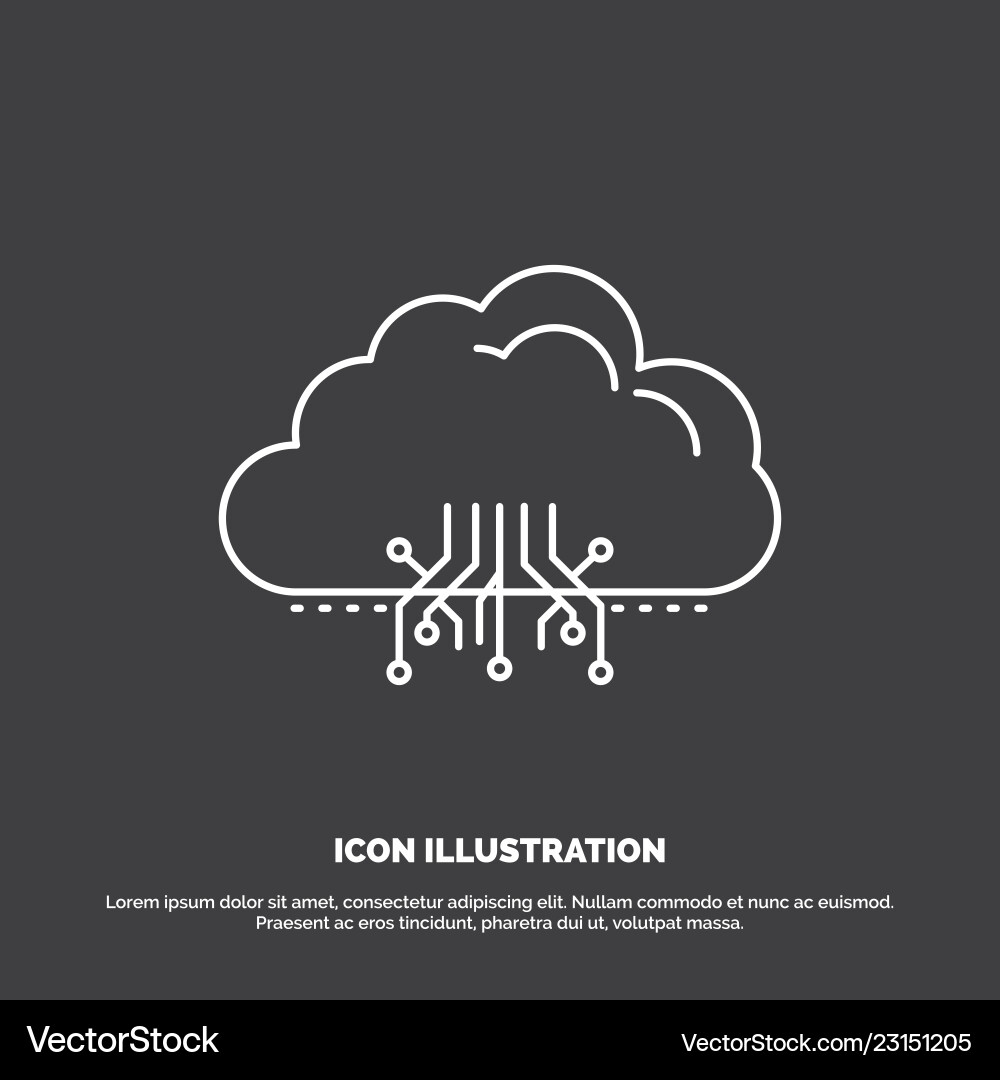 Cloud computing data hosting network icon line Cloud computing data hosting network icon line vector image