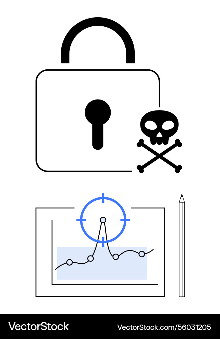 Cybersecurity risk and data analysis with lock Vector Image
