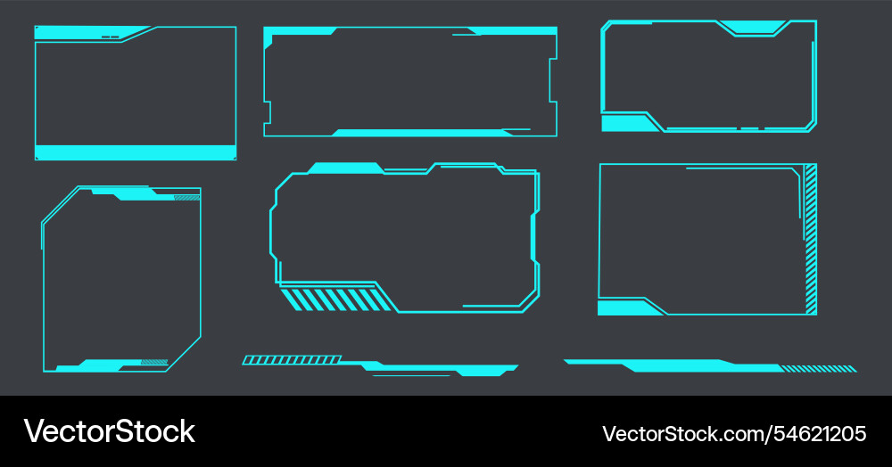 Futuristic hud frames borders text box game menu Futuristic hud frames borders text box game menu vector image