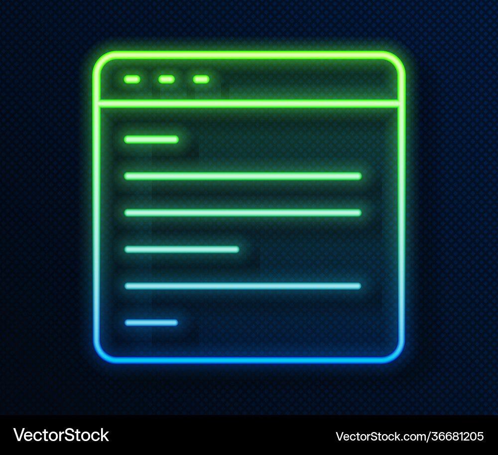 Glowing neon line computer api interface icon vector image