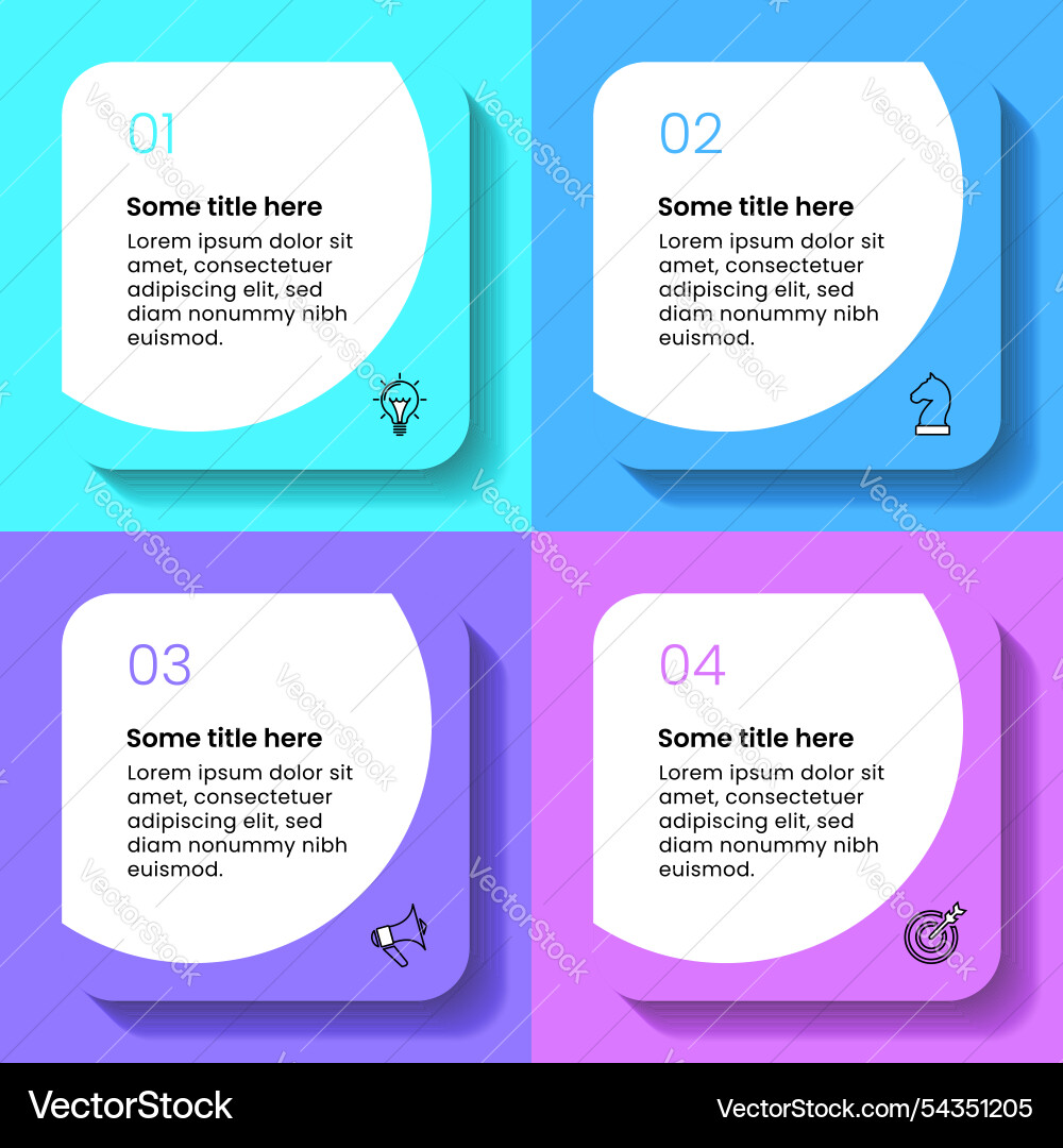 Infographic template 4 squares with icons and text Infographic template 4 squares with icons and text vector image