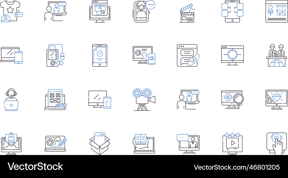 Information line icons collection data knowledge Information line icons collection data knowledge vector image