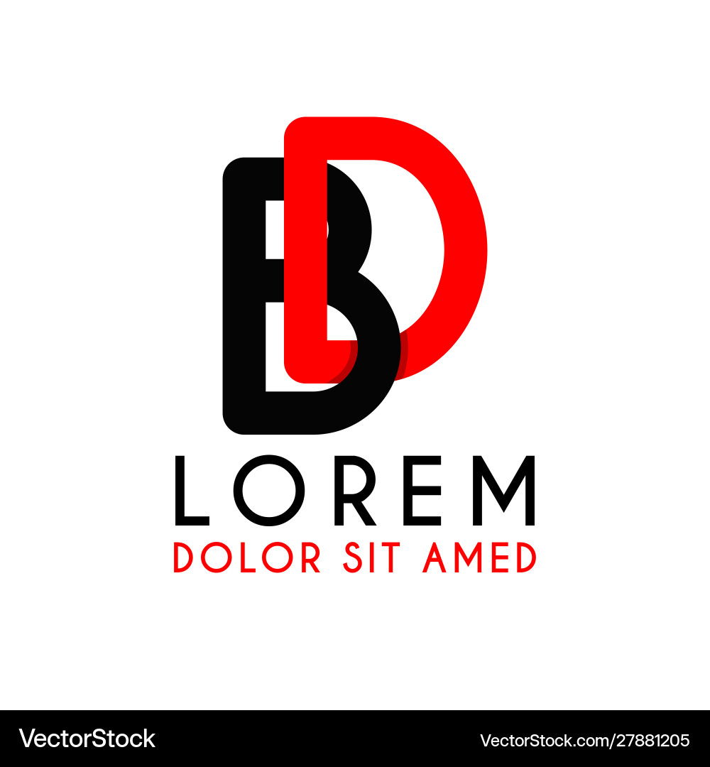 Initial letter db with red black and has rounded Vector Image