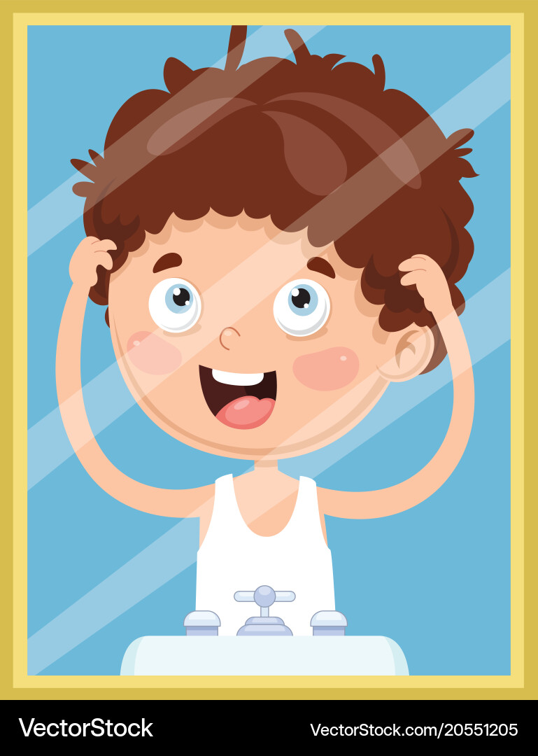 Kid looking at the mirror – Royalty-Free Vector | VectorStock, image size:769x1080
