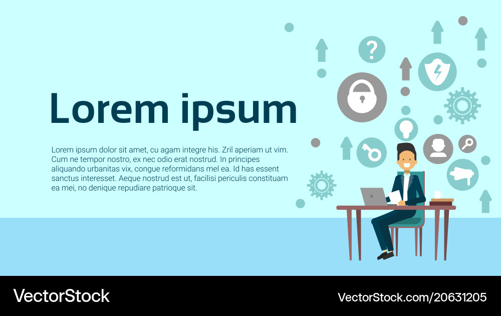 Man programmer web developer working at laptop Vector Image